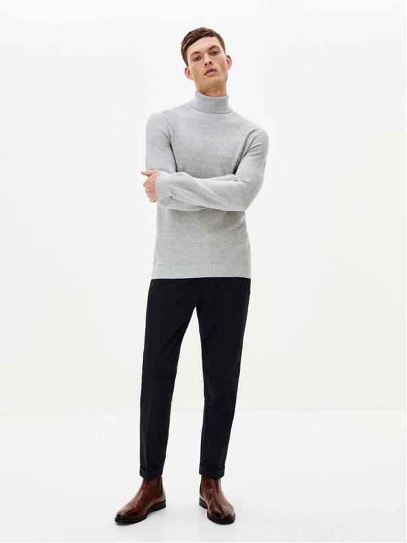 Celio Světle šedý pánský basic rolák Celio Pewave