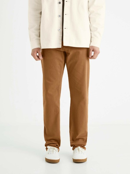 Celio Hnědé pánské straight fit džíny Celio Vopry1