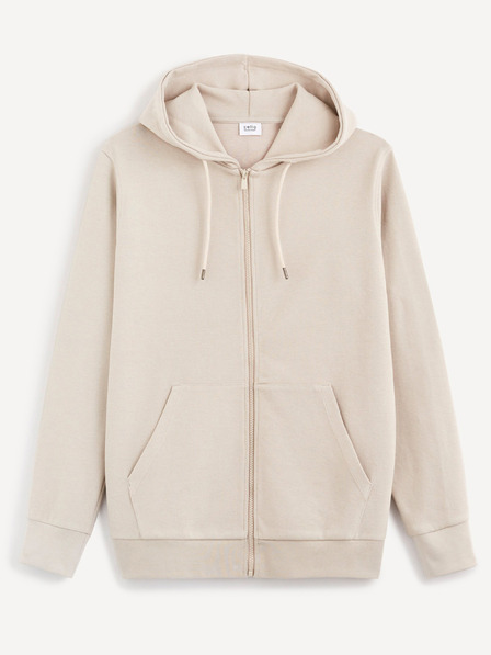 Celio Světle šedá pánská basic mikina s kapucí Celio Becolo