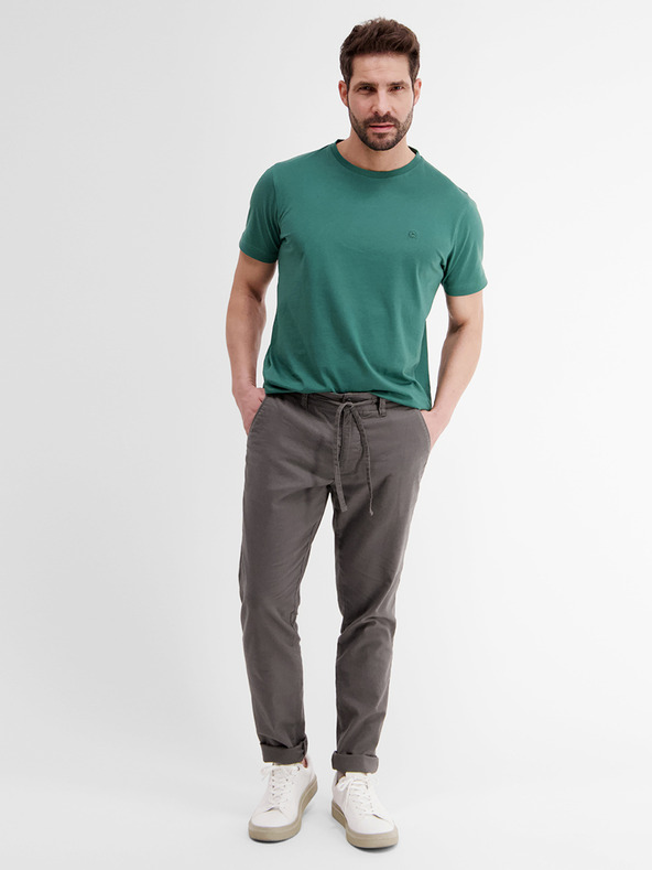 LERROS Šedé pánské chino kalhoty s příměsí lnu LERROS