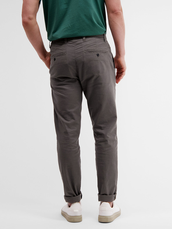 LERROS Šedé pánské chino kalhoty s příměsí lnu LERROS