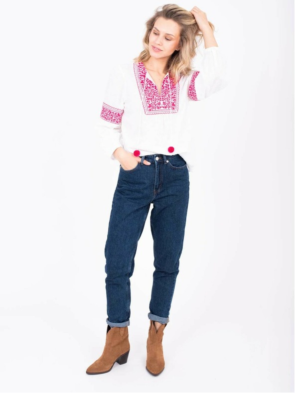 Brakeburn Růžovo-bílá dámská volná halenka Brakeburn