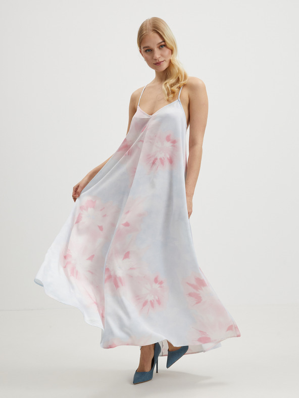 ONLY Růžovo-modré dámské vzorované maxišaty na ramínka ONLY Tina