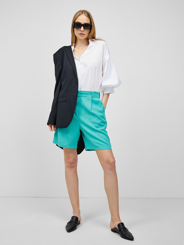 ONLY Tyrkysové lněné kraťasy ONLY Caro