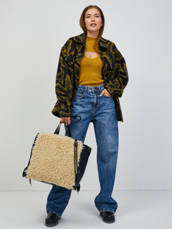 Jacqueline de Yong Hořčicový žebrovaný svetr/top 2v1 JDY Sibba