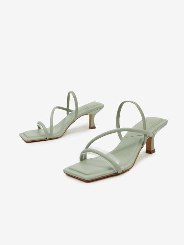 Aldo Světle zelené dámské pantofle na podpatku ALDO Zoebaen