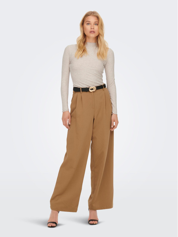 ONLY Béžové dámské žebrované tričko ONLY Emma