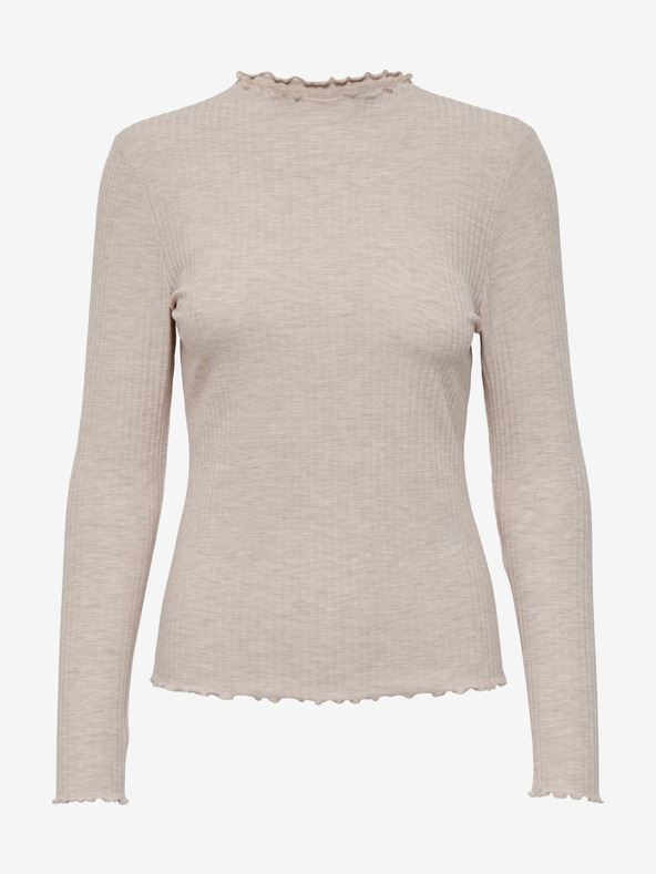 ONLY Béžové dámské žebrované tričko ONLY Emma