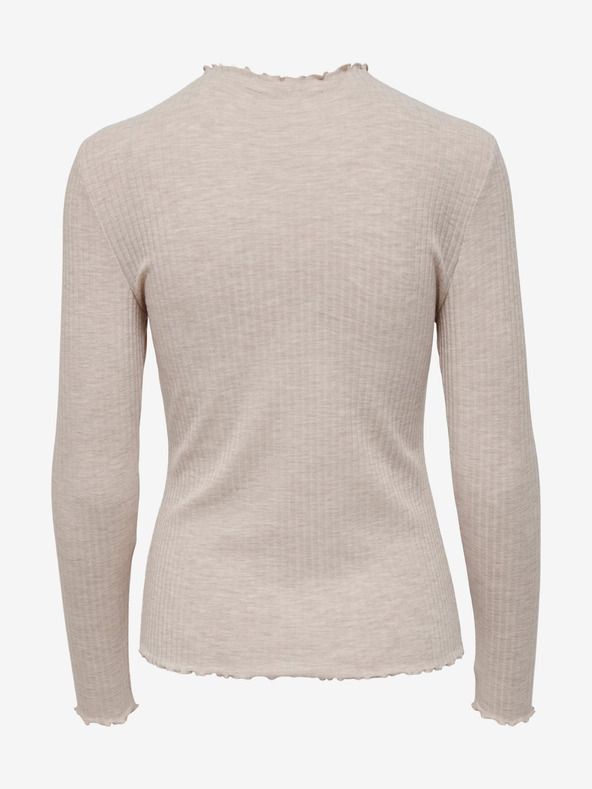 ONLY Béžové dámské žebrované tričko ONLY Emma