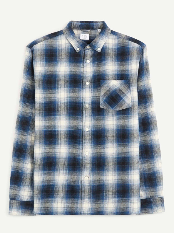 Celio Modrá pánská kostkovaná košile Celio Camulto