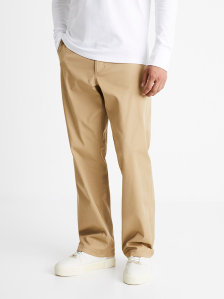 Celio Béžové pánské volné kalhoty Celio Coloose1