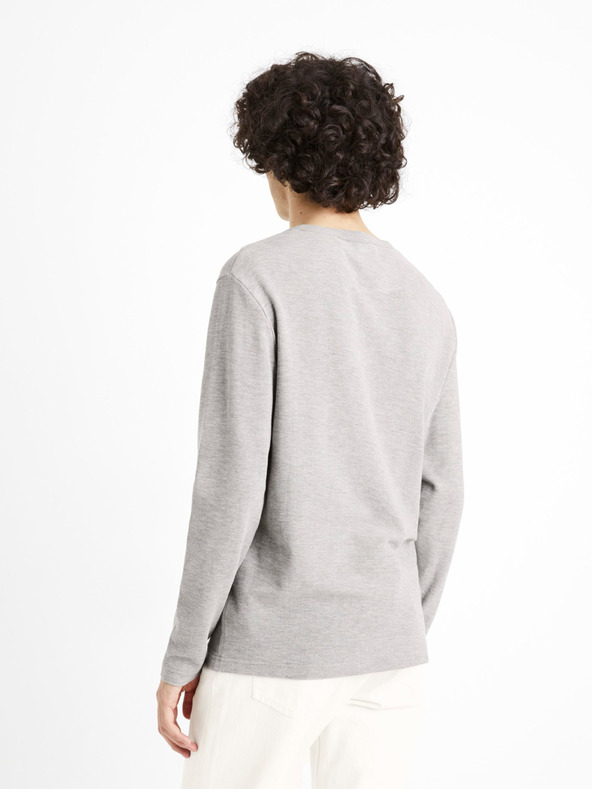 Celio Šedé tričko s dlouhým rukávem Celio Ceplay