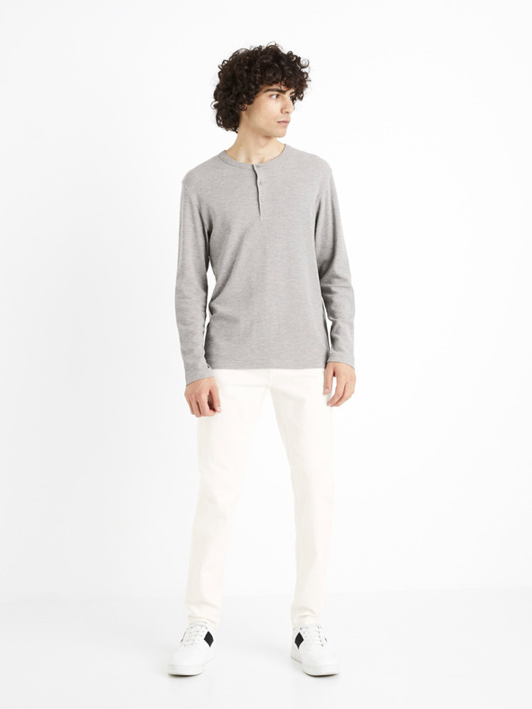 Celio Šedé tričko s dlouhým rukávem Celio Ceplay