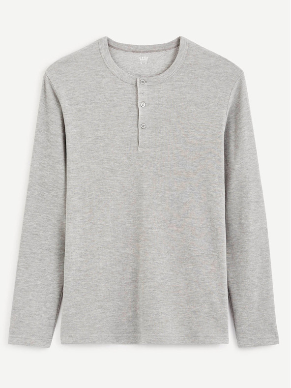 Celio Šedé tričko s dlouhým rukávem Celio Ceplay