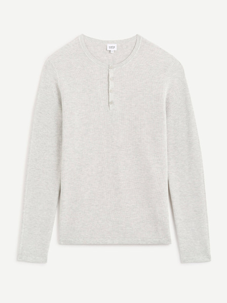 Celio Světle šedý pánský lehký svetr s knoflíky Celio Cehenpik