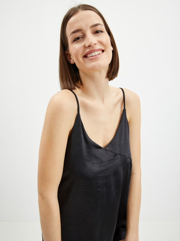 ONLY Černé dámské saténové midišaty na ramínka ONLY Cosmo