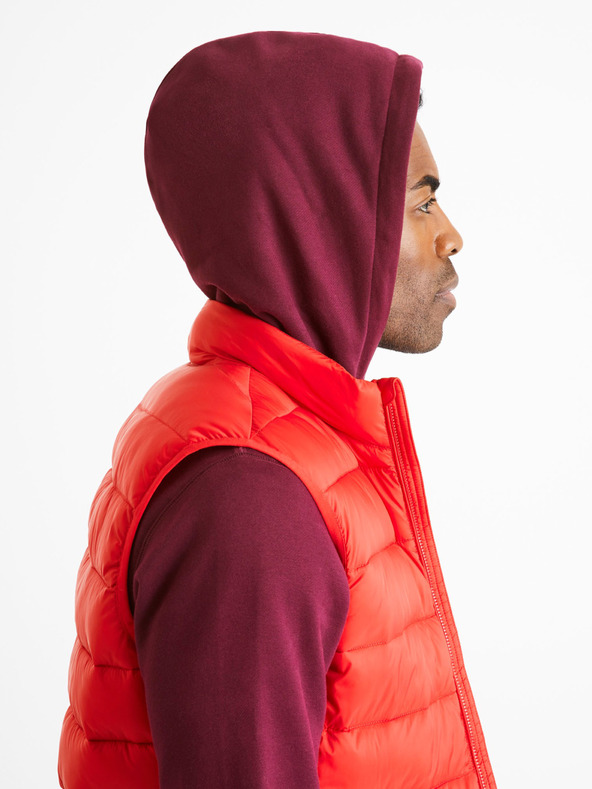 Celio Červená pánská prošívaná vesta Celio Bulock