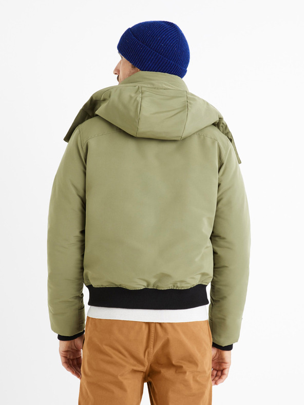 Celio Khaki pánská bunda s kapucí Celio Cuchunky