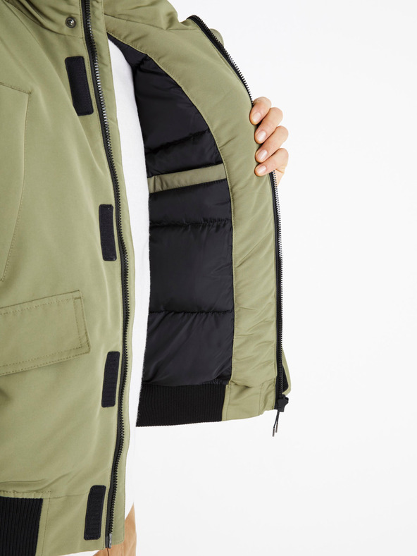 Celio Khaki pánská bunda s kapucí Celio Cuchunky
