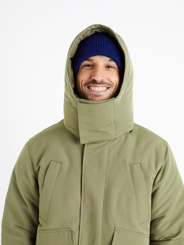 Celio Khaki pánská bunda s kapucí Celio Cuchunky