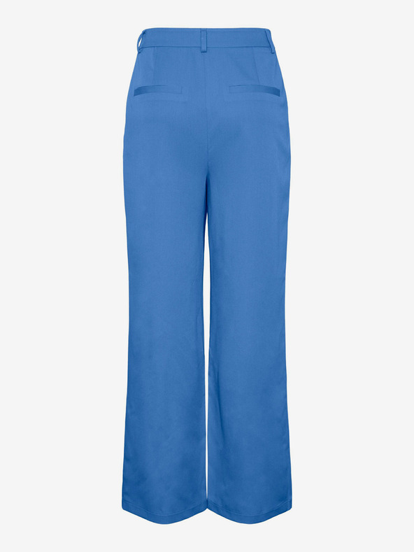 Pieces Modré dámské široké kalhoty Pieces Thelma