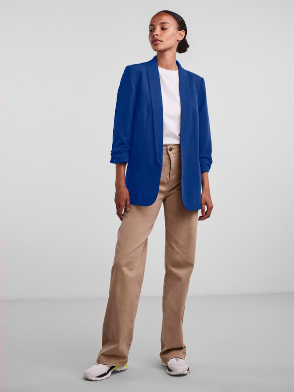 Pieces Tmavě modré dámské sako s tříčtvrtečním rukávem Pieces Boss