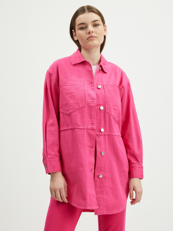 ONLY Tmavě růžová dámská oversize košilová bunda ONLY Drew