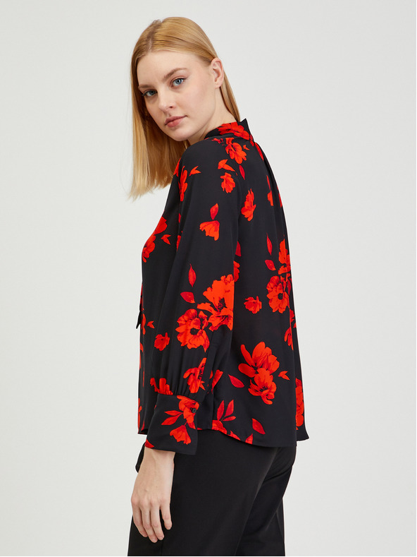 Orsay Červeno-černá dámská květovaná halenka ORSAY