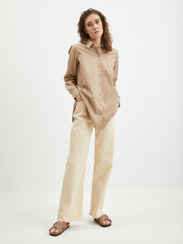Pieces Béžová dámská oversize košile Pieces Jiva