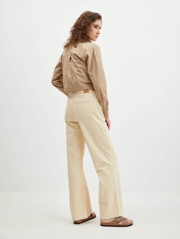 Pieces Krémové dámské široké džíny Pieces Holly