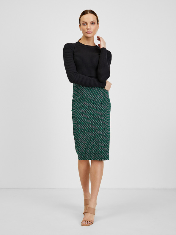 Orsay Tmavě zelená dámská vzorovaná sukně ORSAY