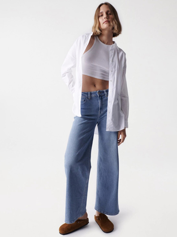 Salsa Jeans Modré dámské široké džíny Salsa Jeans