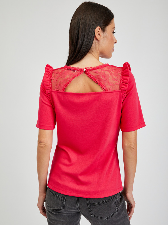 Orsay Tmavě růžové dámské tričko s průstřihem na zádech ORSAY