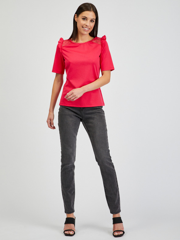 Orsay Tmavě růžové dámské tričko s průstřihem na zádech ORSAY