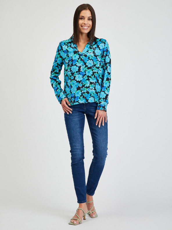 Orsay Modrá dámská květovaná halenka ORSAY