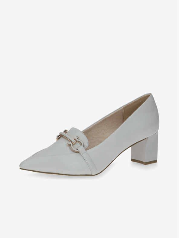 Caprice Světle šedé dámské kožené lodičky Caprice