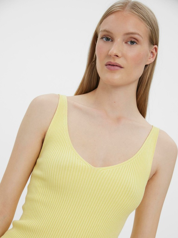 Vero Moda Světle žluté dámské žebrované basic tílko VERO MODA Glory