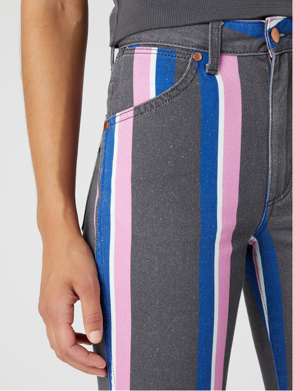 Wrangler Růžovo-šedé dámské pruhované flared fit džíny Wrangler Heritage