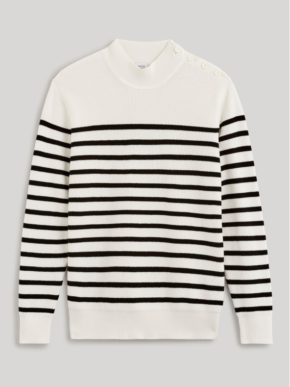 Celio Černo-bílý pánská pruhovaný svetr Celio Denerio