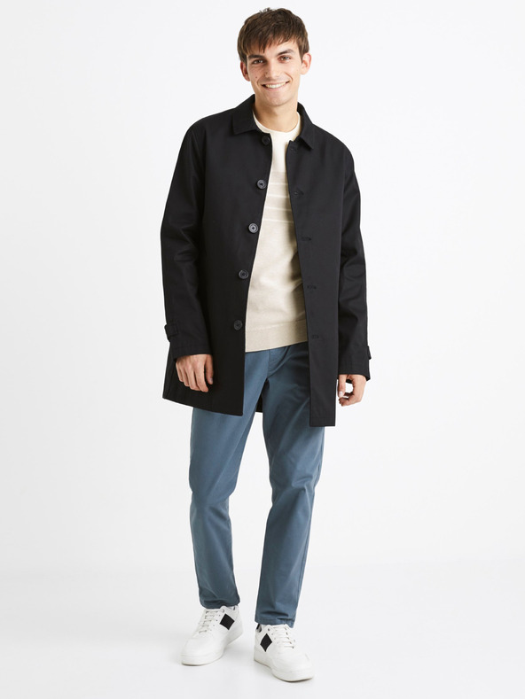 Celio Bílo-krémový pánský bavlněný svetr s pruhy Celio Depicray