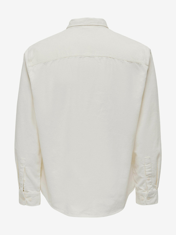 ONLY & SONS Krémová pánská svrchní manšestrová košile ONLY & SONS Alp