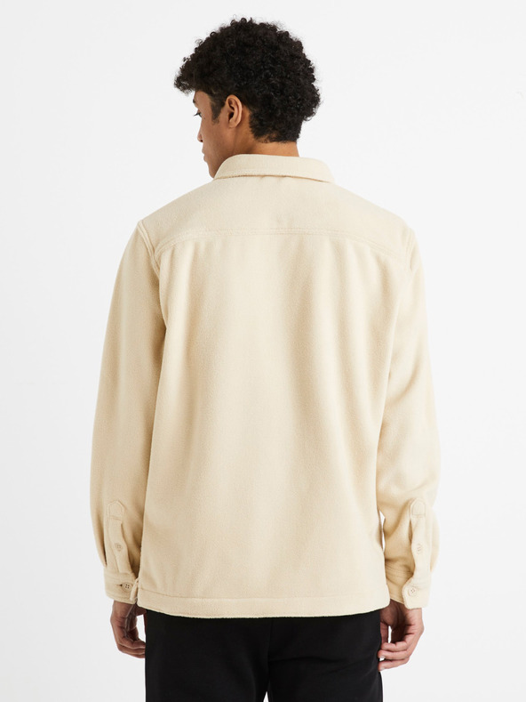Celio Béžová pánská svrchní košile Celio Dafleece