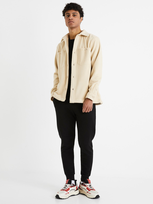 Celio Béžová pánská svrchní košile Celio Dafleece