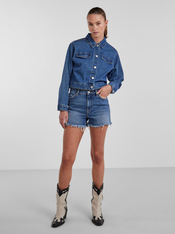 Pieces Modré dámské džínové kraťasy Pieces Tulla