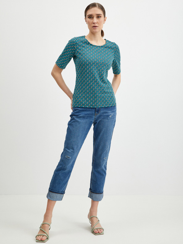 Orsay Petrolejové dámské vzorované tričko ORSAY