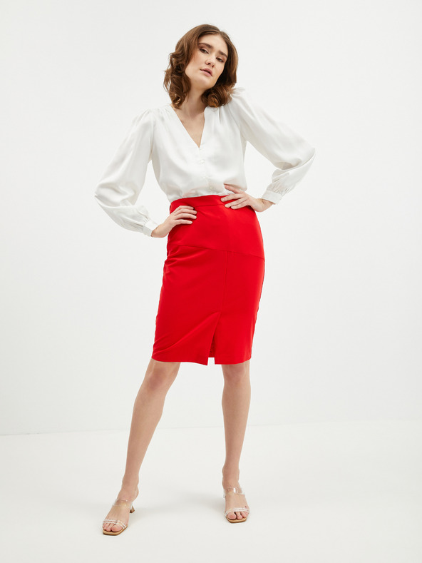 Orsay Červená dámská pouzdrová sukně ORSAY