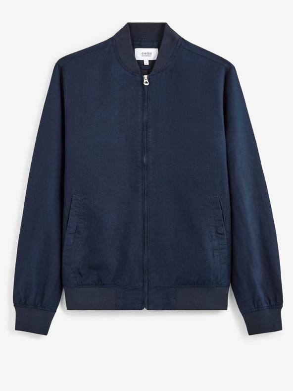 Celio Tmavě modrá pánská lněná bunda Celio Bulin10