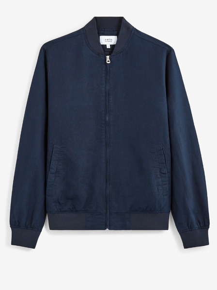 Celio Tmavě modrá pánská lněná bunda Celio Bulin10