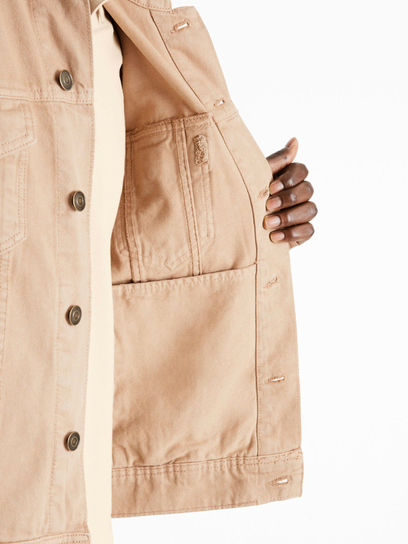 Celio Béžová pánská džínová bunda Celio Dutrio