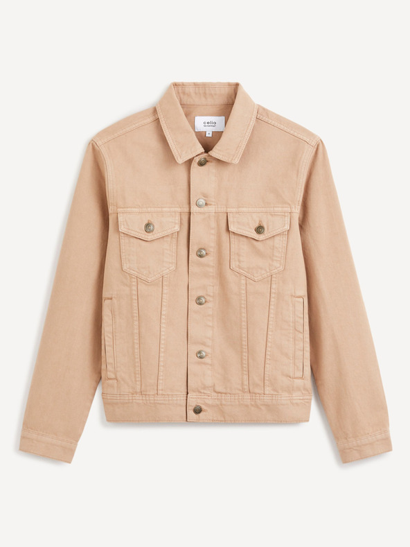 Celio Béžová pánská džínová bunda Celio Dutrio